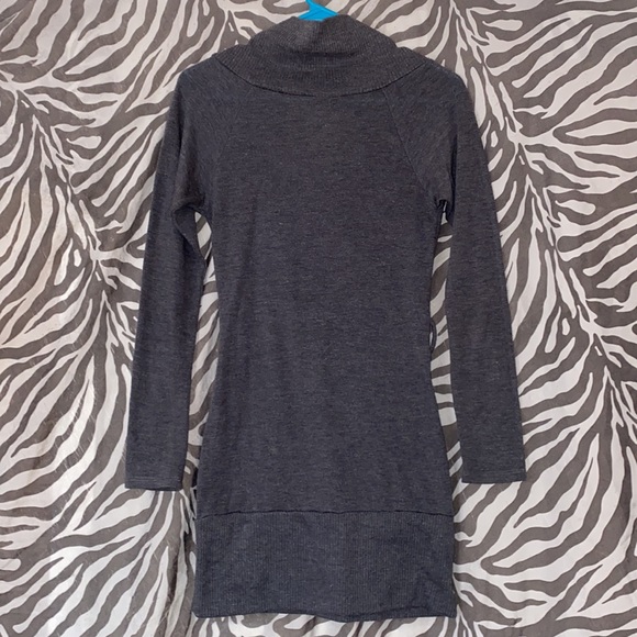 Grey Low Cut Mini Sweater Dress - Picture 3 of 3